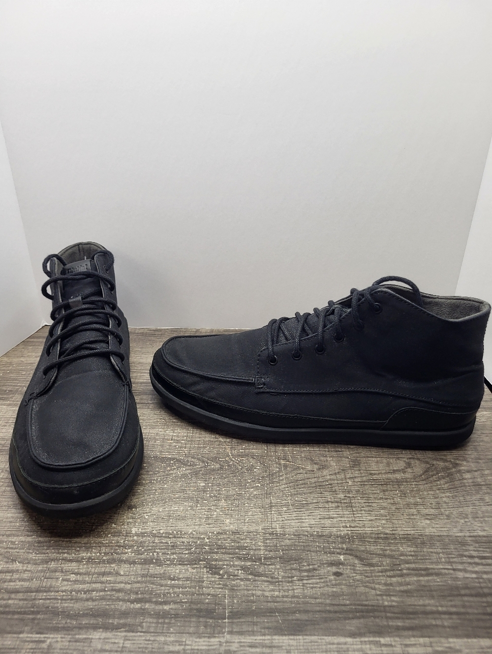 OluKai Nalukai Kapa Boots Mens 11.5 Shoes Black Canvas  Casual Chukka Shoes